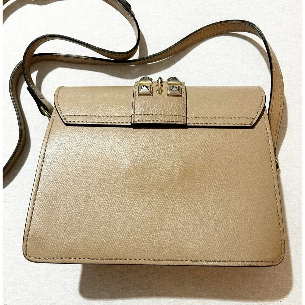 Valentino Benedicte Rockstud Leather Crossbody Bag in Taupe